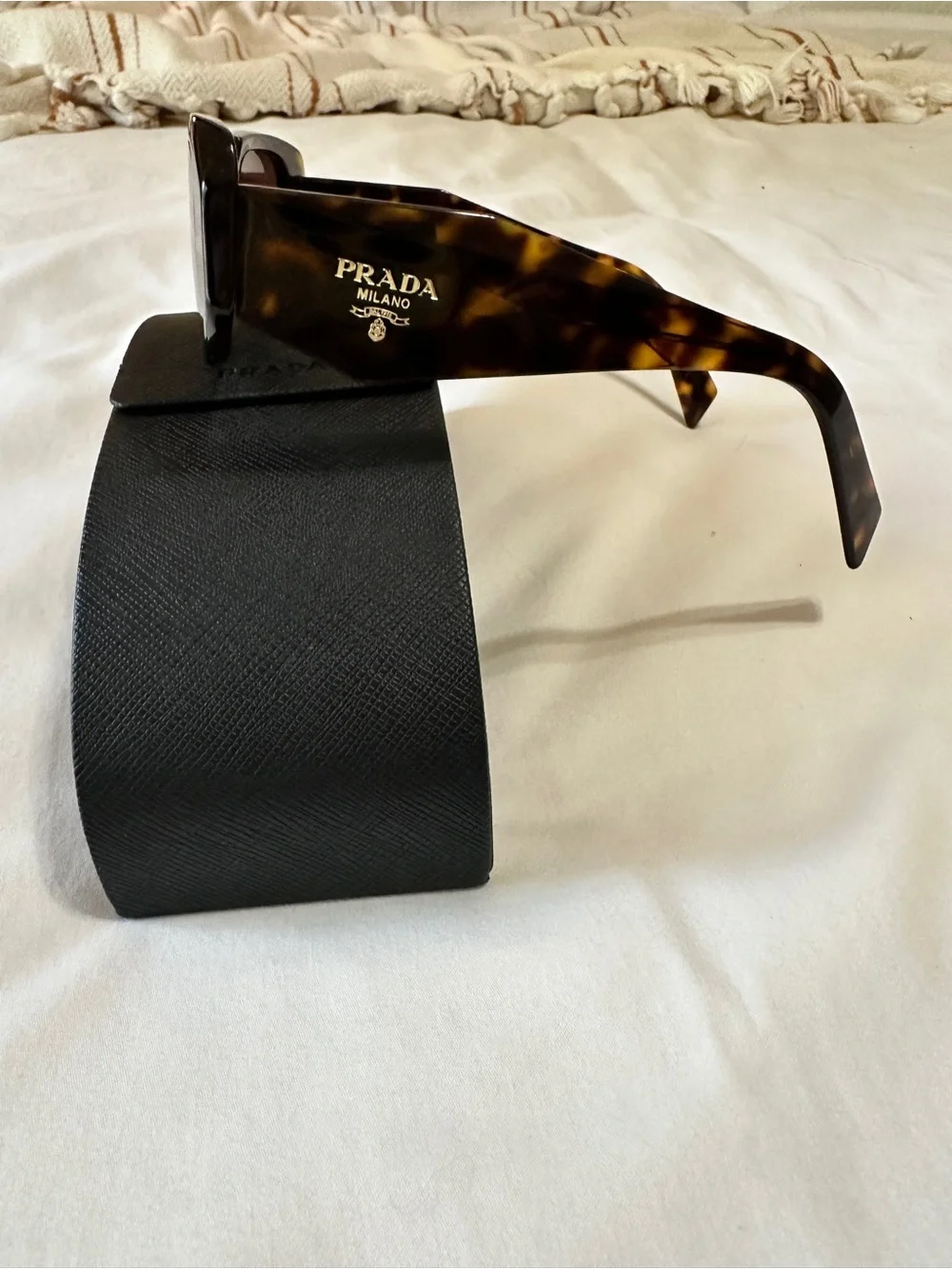 Prada Tortoiseshell Rectangular Sunglasses - Brown/Black Frame